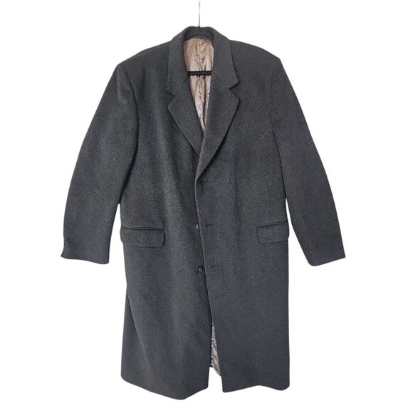 Kuppenheimer Overcoat Men's Gray Wool Cashmere Long Sleeve Classic Fit L/XL